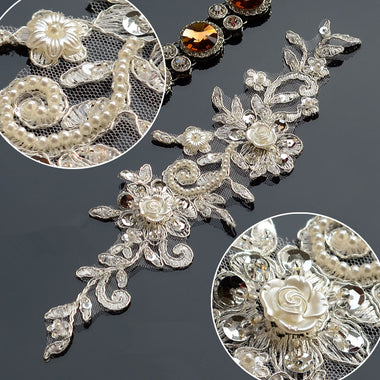 3D Flowers Beaded Patch