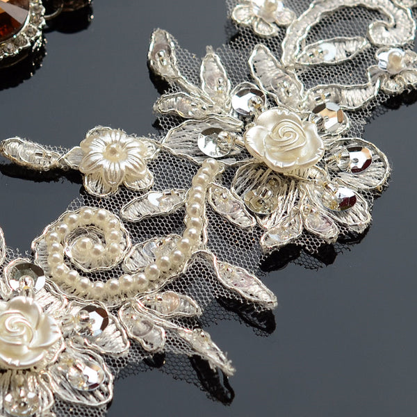 3D Flowers Beaded Patch