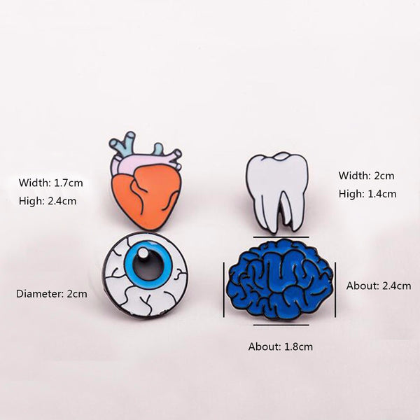 Cartoon Organ Metal Pins